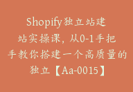 Shopify独立站建站实操课，从0-1手把手教你搭建一个高质量的独立【Aa-0015】-副业圈