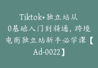 Tiktok+独立站从0基础入门到精通，跨境电商独立站新手必学课【Ad-0022】-副业圈