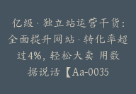 亿级·独立站运营干货：全面提升网站·转化率超过4%，轻松大卖 用数据说话【Aa-0035】-副业圈