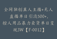 全网独创真人主播+无人直播单日引流500+，橙人用品暴力卖货单日变现3W【F-0012】-副业圈