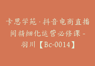 卡思学苑·抖音电商直播间精细化运营必修课 -羽川【Bc-0014】-副业圈