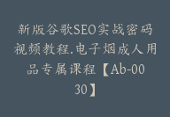 新版谷歌SEO实战密码视频教程.电子烟成人用品专属课程【Ab-0030】-副业圈