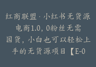 红商联盟·小红书无货源电商1.0，0粉丝无需国货，小白也可以轻松上手的无货源项目【E-00012】-副业圈