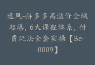 逸风-拼多多高溢价全域起爆，6大课程体系，付费玩法全套实操【Be-0009】-副业圈