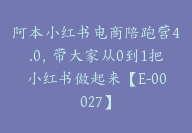 阿本小红书电商陪跑营4.0，带大家从0到1把小红书做起来【E-00027】-副业圈