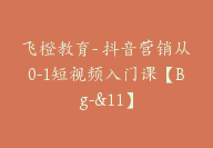 飞橙教育- 抖音营销从0-1短视频入门课【Bg-&11】-副业圈