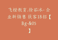 飞橙教育.徐茹冰- 企业新销售 获客18招【Bg-&05】-副业圈