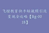 飞橙教育快手短视频引流变现全攻略【Bg-0018】-副业圈