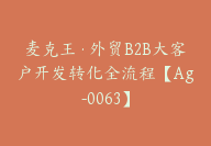 麦克王·外贸B2B大客户开发转化全流程【Ag-0063】-副业圈