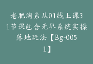 老肥淘系从01线上课31节课包含无界系统实操落地玩法【Bg-0051】-副业圈