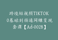 跨境短视频TIKTOK 0基础到精通网赚变现套课【Ad-0028】-副业圈