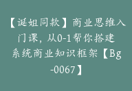 【诞姐同款】商业思维入门课，从0-1帮你搭建系统商业知识框架【Bg-0067】-副业圈