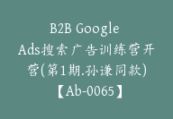 B2B Google Ads搜索广告训练营开营(第1期.孙谦同款)【Ab-0065】-副业圈